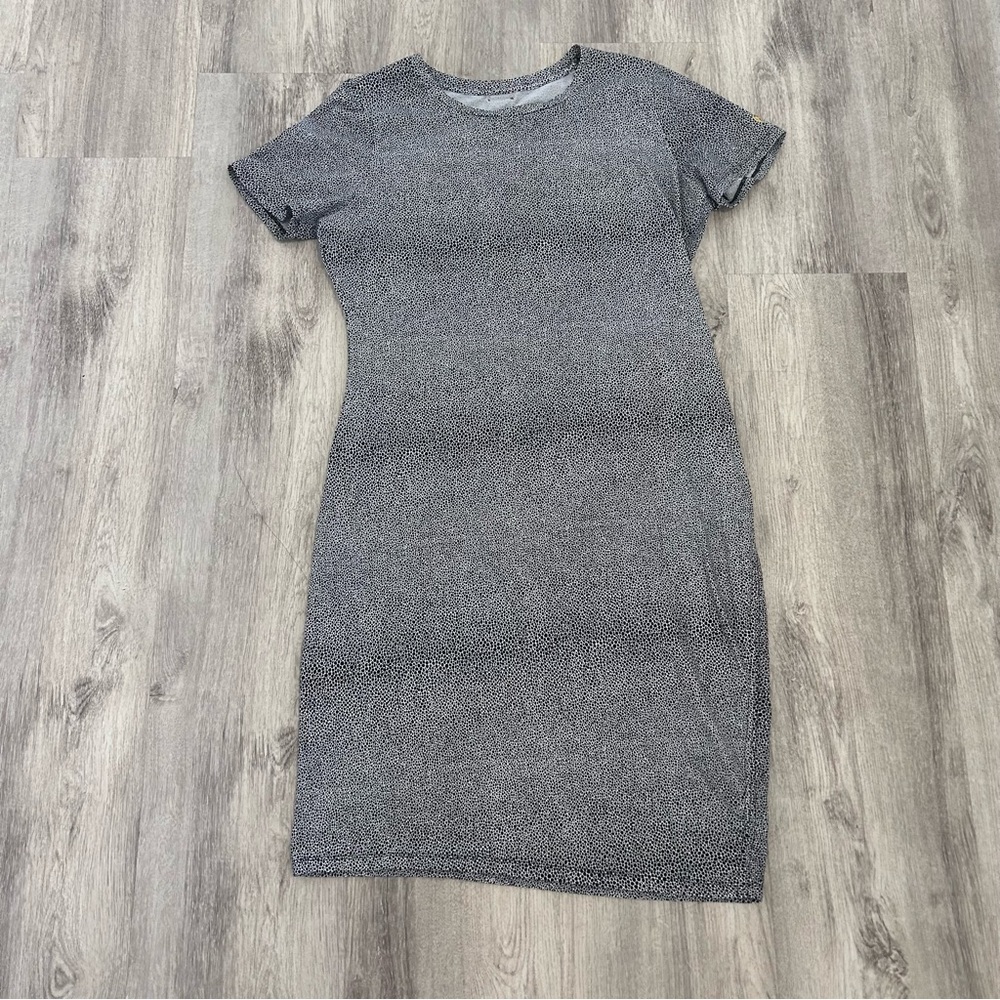 Michael Kors Cotton T-Shirt Dress Women’s Size 2 Black And White Spotted Midi